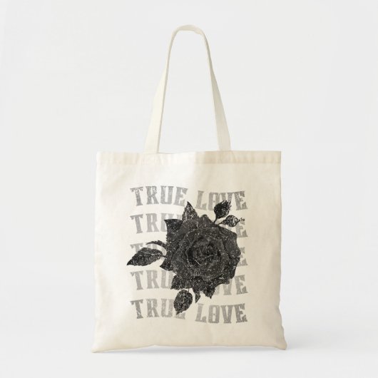 True Love Roos Romantic Valentijnsdag B&W Tote Bag (Voorkant)
