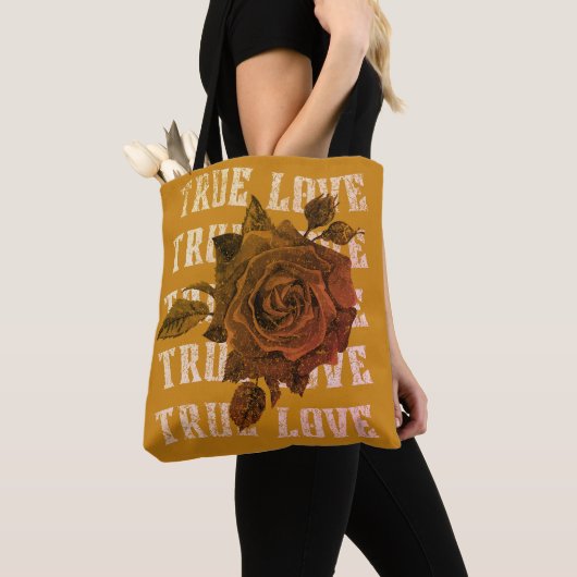 True Love Roos Romantic Valentijnsdag B&W Tote Bag (Dichtbij)