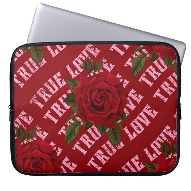 True Love Roos Romantic Valentijnsdag Laptop Sleeve (Voorkant)
