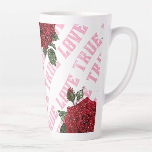 True Love Roos Romantic Valentijnsdag Latte Mok (Rechts)