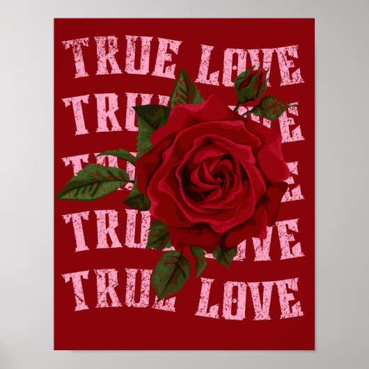 True Love Roos Romantic Valentijnsdag Poster (Voorkant)