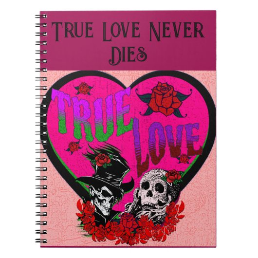 True Love Roze Schedel Paar Custom Notitieboek (Voorkant)