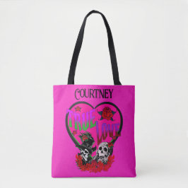 True Love Roze Schedel Paar Custom Tote Bag