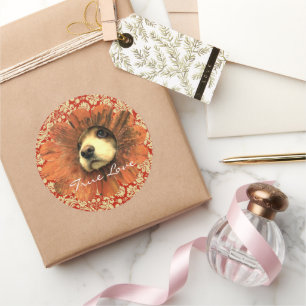 True Love Sticker Puppy Peking Out of a Flower
