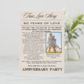 True Love Story 60th Anniversary Party Foto Kaart (Staand voorkant)