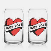 True Love Tattoo Hart | Klassiek Romantisch Ontwer Blikvorm Glas (Achterkant)