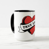 True Love Tattoo Hart | Klassiek Romantisch Ontwer Mok (Voorkant links)
