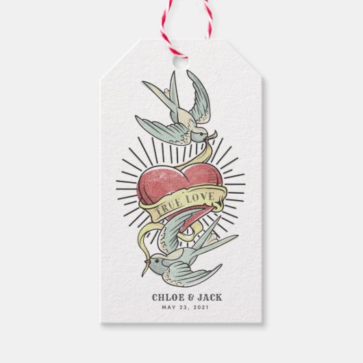 True Love |  Tattoos met hart Cadeaulabel (Voorkant)