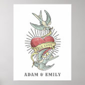 True Love |  Tattoos met hart Poster (Voorkant)