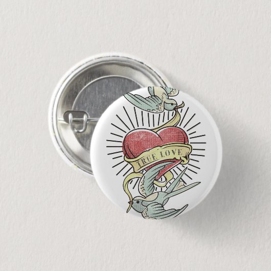 True Love | Tattoos met hart Ronde Button 3,2 Cm (Voorkant /achterkant)