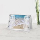 True Love-tekst op het strand Kaart (Voorkant)