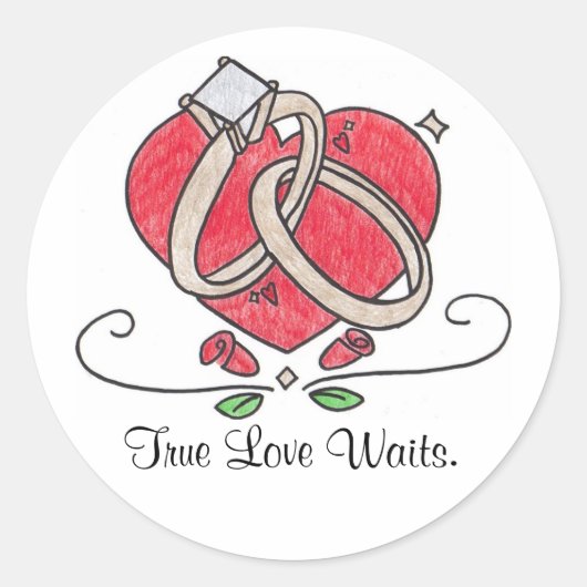 True Love Waits. Ronde Sticker (Voorkant)