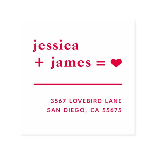 True Love Wedding and Verloving Stamp Red Zelfinktende Stempel (Design)