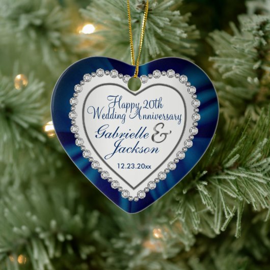 True Love Wedding / Jubileum - Navy Blue Keramisch Ornament (Boom)