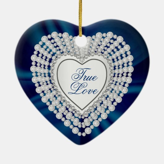 True Love Wedding / Jubileum - Navy Blue Keramisch Ornament (Achterkant)