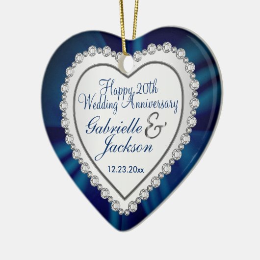True Love Wedding / Jubileum - Navy Blue Keramisch Ornament (Links)