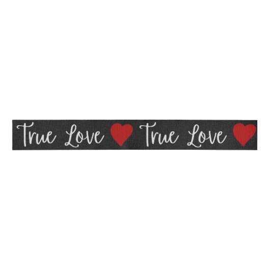True Love White Glitter Valentijns Grosgrain Lint (Voorkant)
