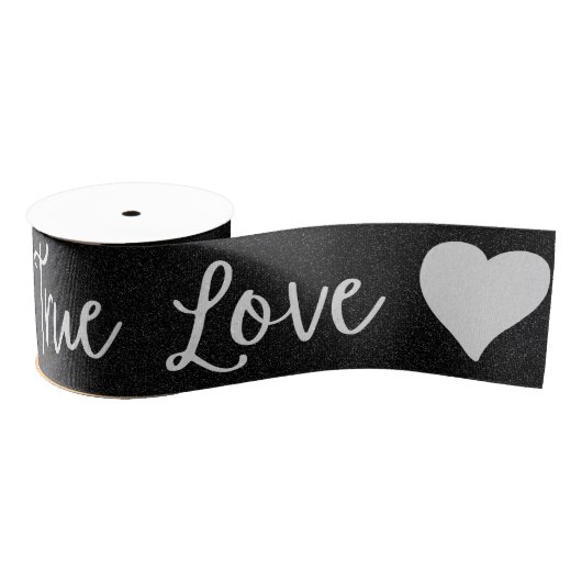 True Love White Glitter Valentijns Grosgrain Ribb Grosgrain Lint (Spoel)