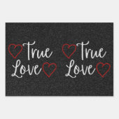 True Love White Glitter Valentijns Inpakpapier Vel (Voorkant)