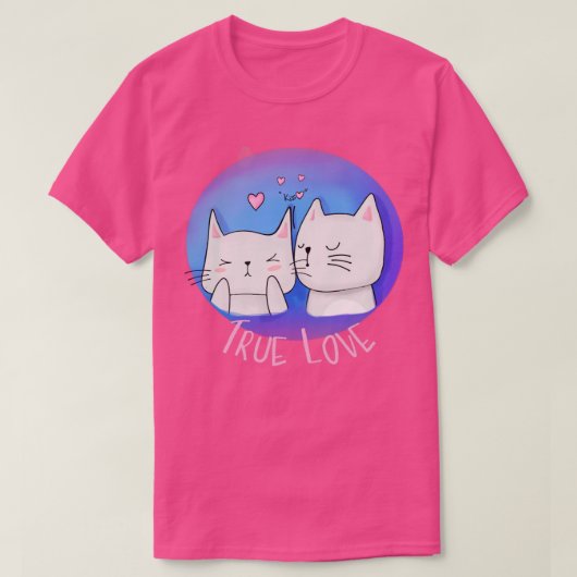 True Love with Cats and a kiss T-shirt (Design voorkant)