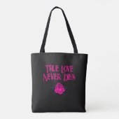 True Love Zwart & Roze Schedel Paar Custom Tote Bag (Achterkant)