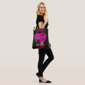 True Love Zwart & Roze Schedel Paar Custom Tote Bag (Op model)