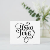 True Love Zwart & Wit Typografie Bruiloft Bruids Briefkaart (Staand voorkant)