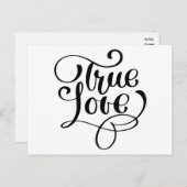 True Love Zwart & Wit Typografie Bruiloft Bruids Briefkaart (Voorkant / Achterkant)