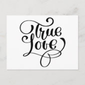 True Love Zwart & Wit Typografie Bruiloft Bruids Briefkaart (Voorkant)