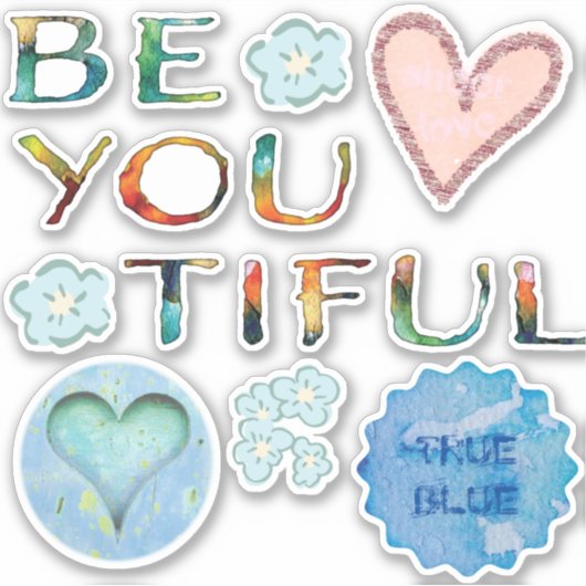 True-ly BeYOUtiful Blauw Sticker (Voorkant)
