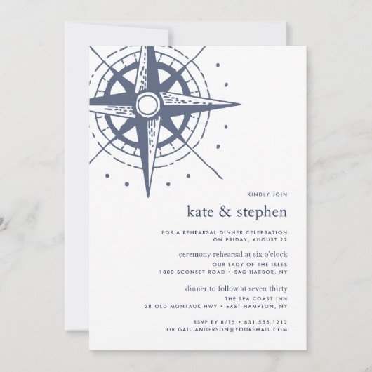 True North | Ceremony Rehearsal Dinner Invite Kaart (Voorkant)