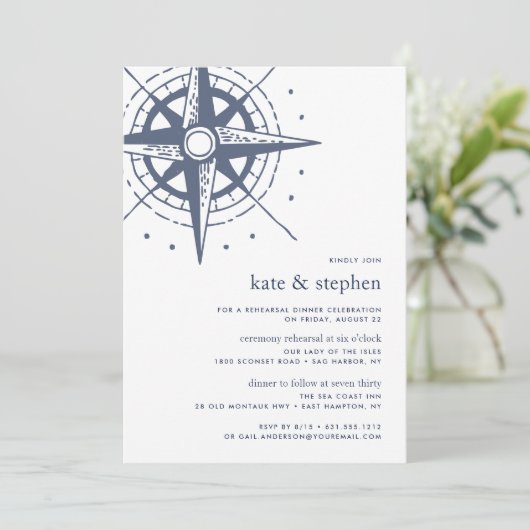 True North | Ceremony Rehearsal Dinner Invite Kaart (Staand voorkant)