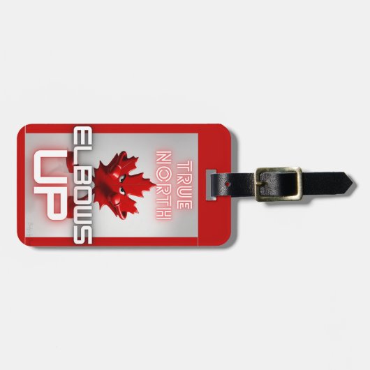 True North - Ellebogen omhoog Mok Bagagelabel (Voorkant horizontaal)