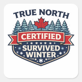 True North Gecertificeerd — Winter Overleefd Stick Vierkante Sticker