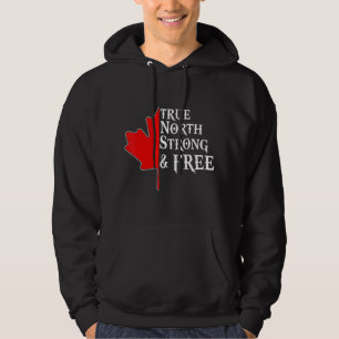 True North Strong & Free Maple Leaf Canadian Flag Hoodie