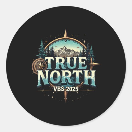 True North VBS 2025 Christelijk Geloof Comp Ronde Sticker (Voorkant)