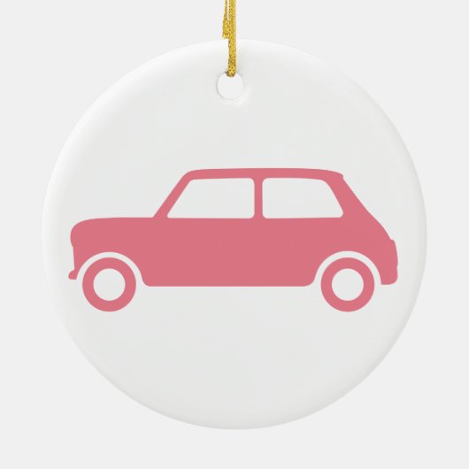 True Pink Mini Cooper Ornament - Centraal (Achterkant)