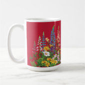True Red met blauwe Wildflowers Patroon Koffiemok (Links)