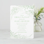 True Romance Green Floral Lijst Baby shower Kaart (Staand voorkant)