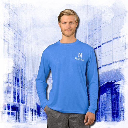true royal & white personalized Tri-Blend shirt