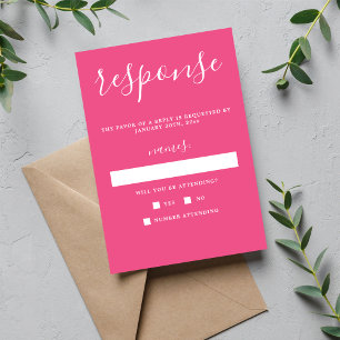 True Simplicity 1 Anjer Roze Minimal Wedding RSVP Kaartje