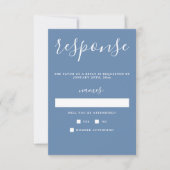 True Simplicity 1 Denim Blue Minimal Wedding RSVP Kaartje (Voorkant)