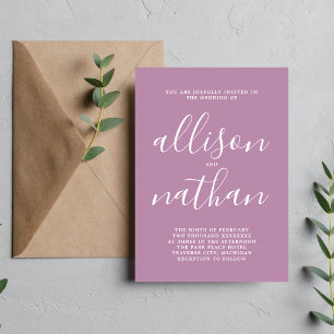 True Simplicity 1 Lavendel Script Minimale bruilof Kaart