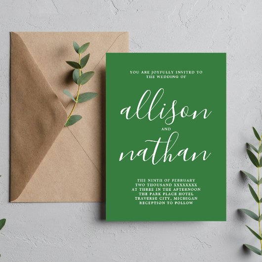 True Simplicity 1 Meadow Minimalist Wedding Kaart
