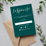 True Simplicity 1 Pauw Blauwgroen minimalistische  RSVP Kaartje<br><div class="desc">Deze reactiekaart coördineert perfect met de Ware Eenvoud van de Eenvoud en past collectie aan. Neem contact met mij op als u hulp wilt bij het aanpassen van de tekst van deze reactie/rsvp-kaart.</div>