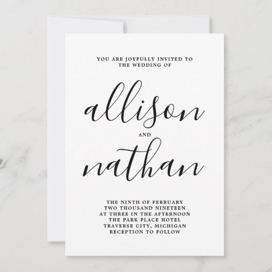 True Simplicity 1 Script Eenvoudige minimalistisch Kaart (Voorkant)