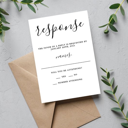 True Simplicity 1 Script Eenvoudige minimalistisch RSVP Kaartje