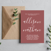 True Simplicity 1 Script Marsala Minimal Wedding Kaart