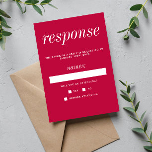True Simplicity 2 Framboos Minimalistische Trouwka RSVP Kaartje