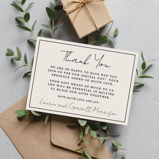 True Simplicity 3 Beige & Black Bedankt Opmerking